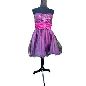 Speechless Sequin Party Dress Junior 13 Pink Bow with Tulle
